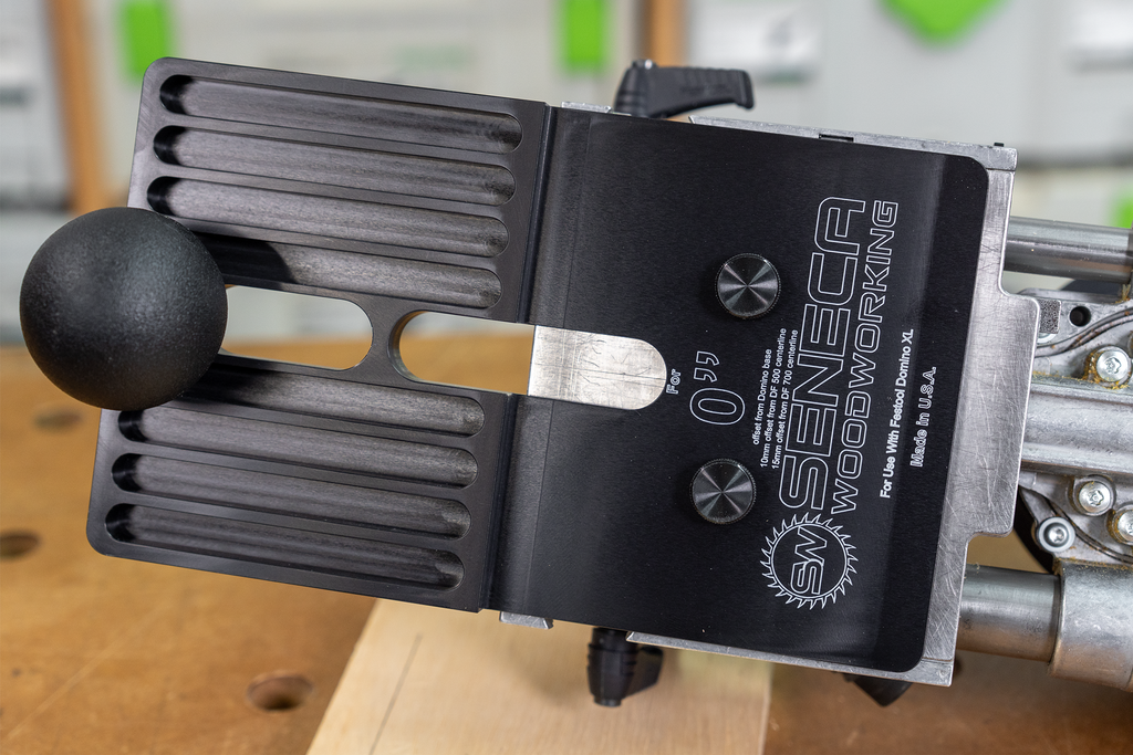 The Seneca Woodworking Domiplate XL™ is our best selling fence solution designed for the Festool Domino XL DF 700 mortising tool.