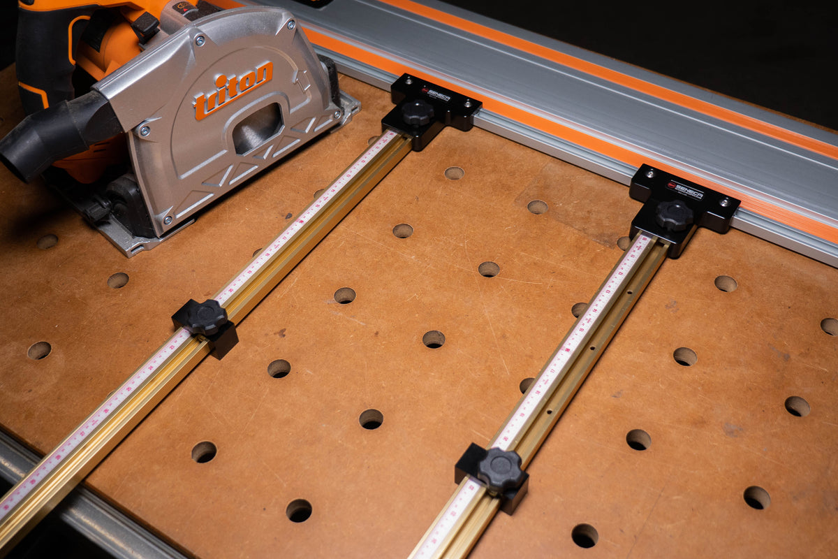 Parallel Guide System mounted on a track saw rail