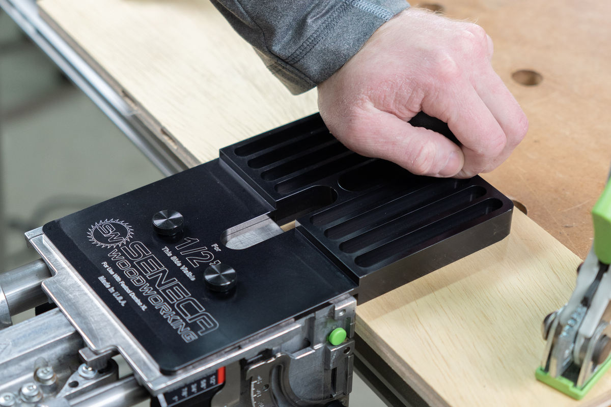 The Seneca Woodworking Domiplate XL™ is our best selling fence solution designed for the Festool Domino XL DF 700 mortising tool.